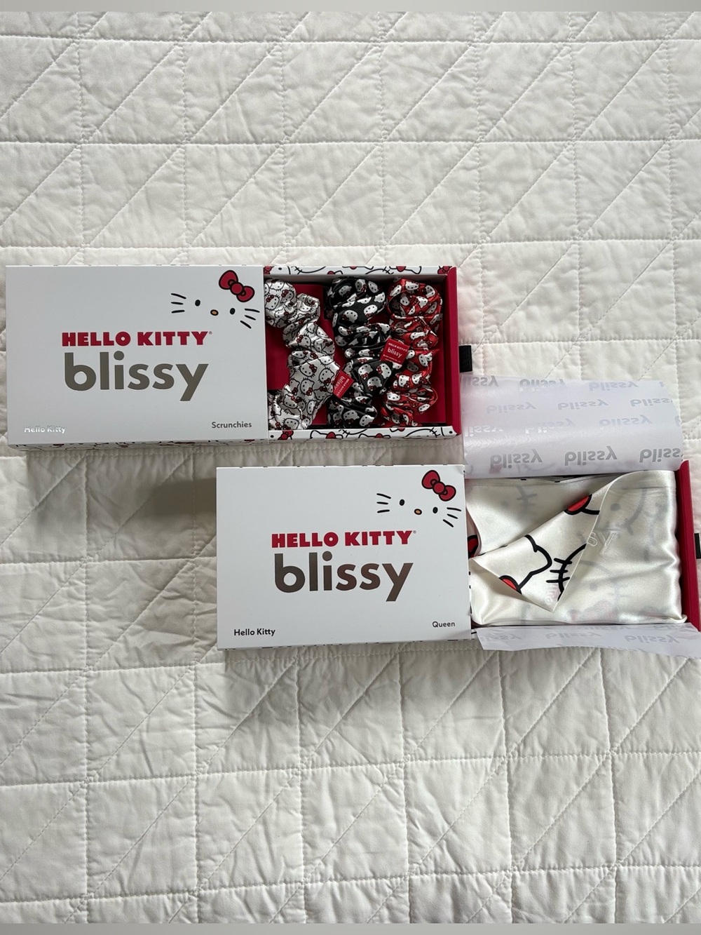 Hello Kitty x Blissy 100% Mulberry Silk Pillowcase & Scrunchie Haircare Bundle